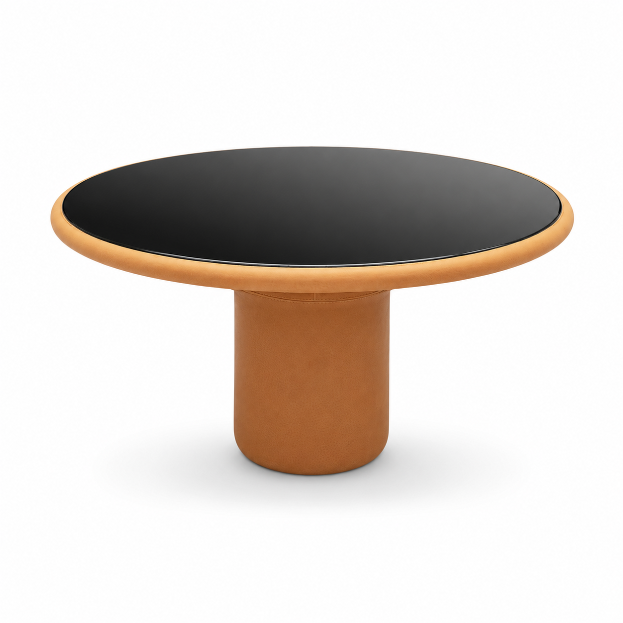 COR Echo Side Table – Cognac Leather & Glass