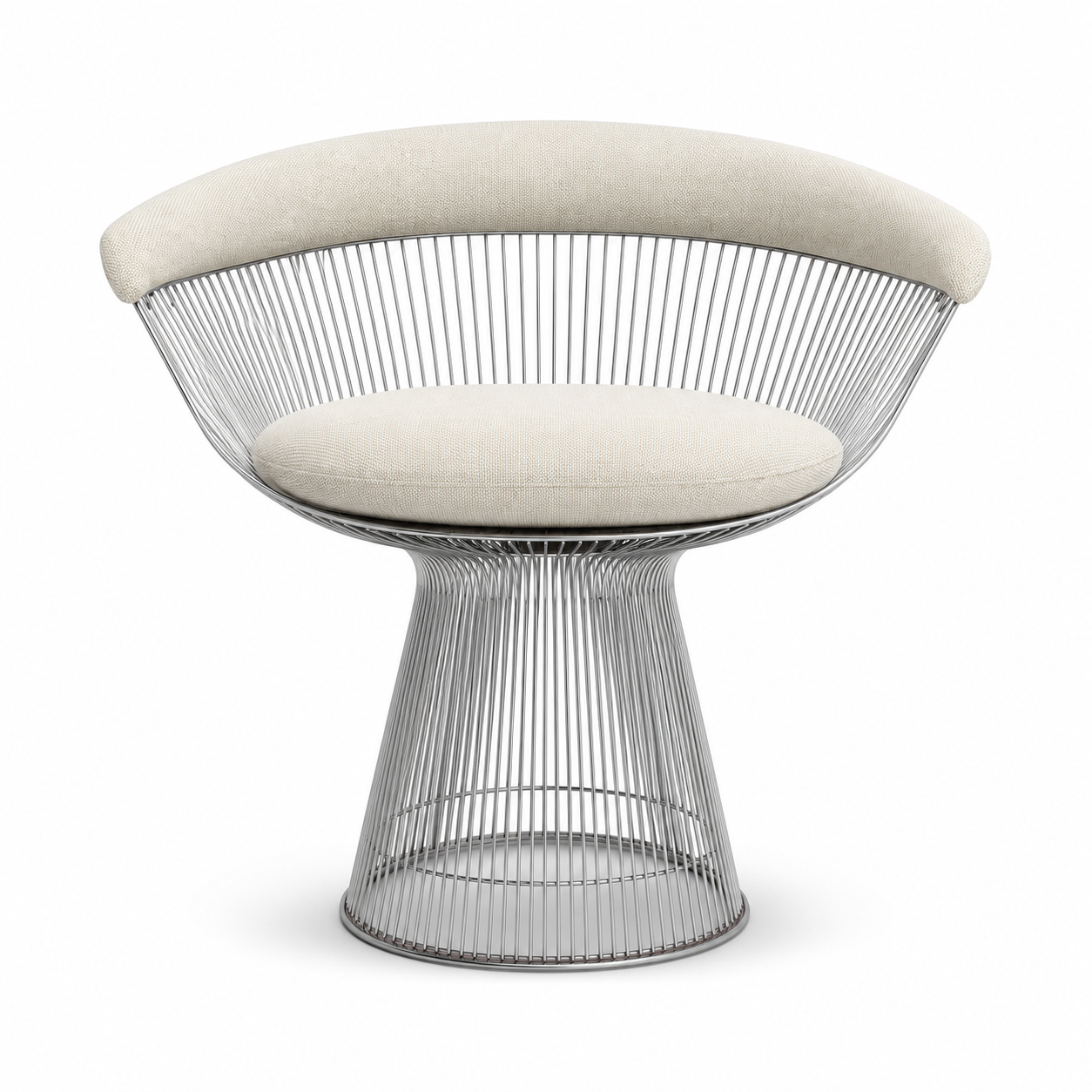 Knoll Platner Dining Chair – Sand Velvet & Nickel Base