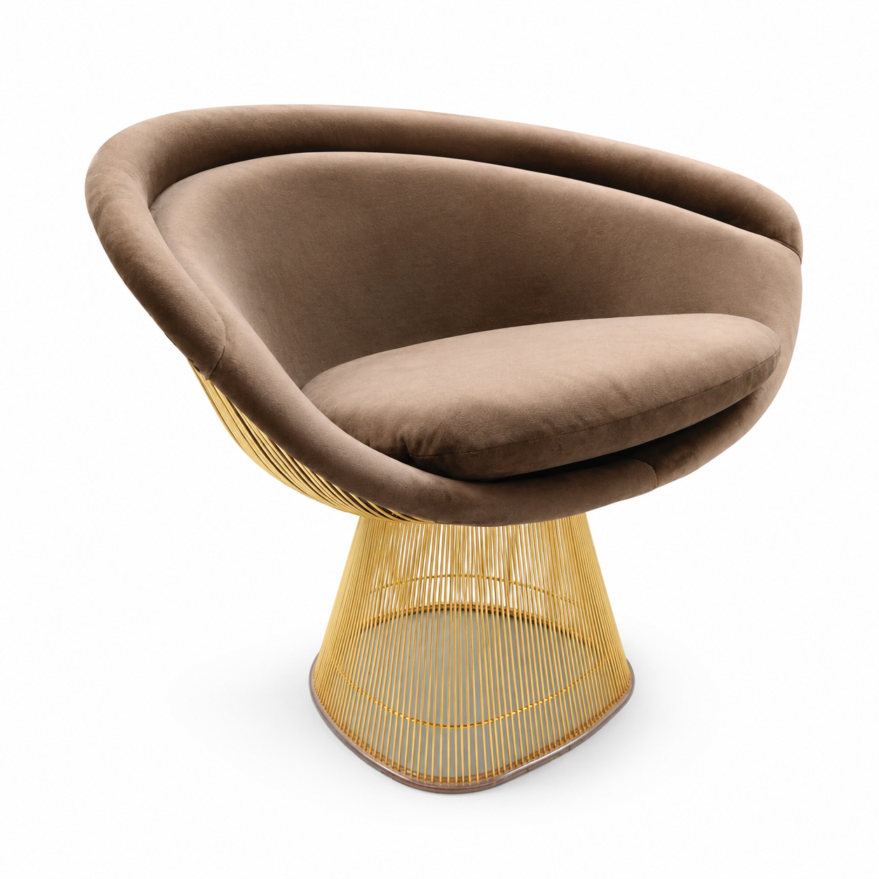 Knoll Platner Lounge Chair – Chocolate Velvet, Gold Base
