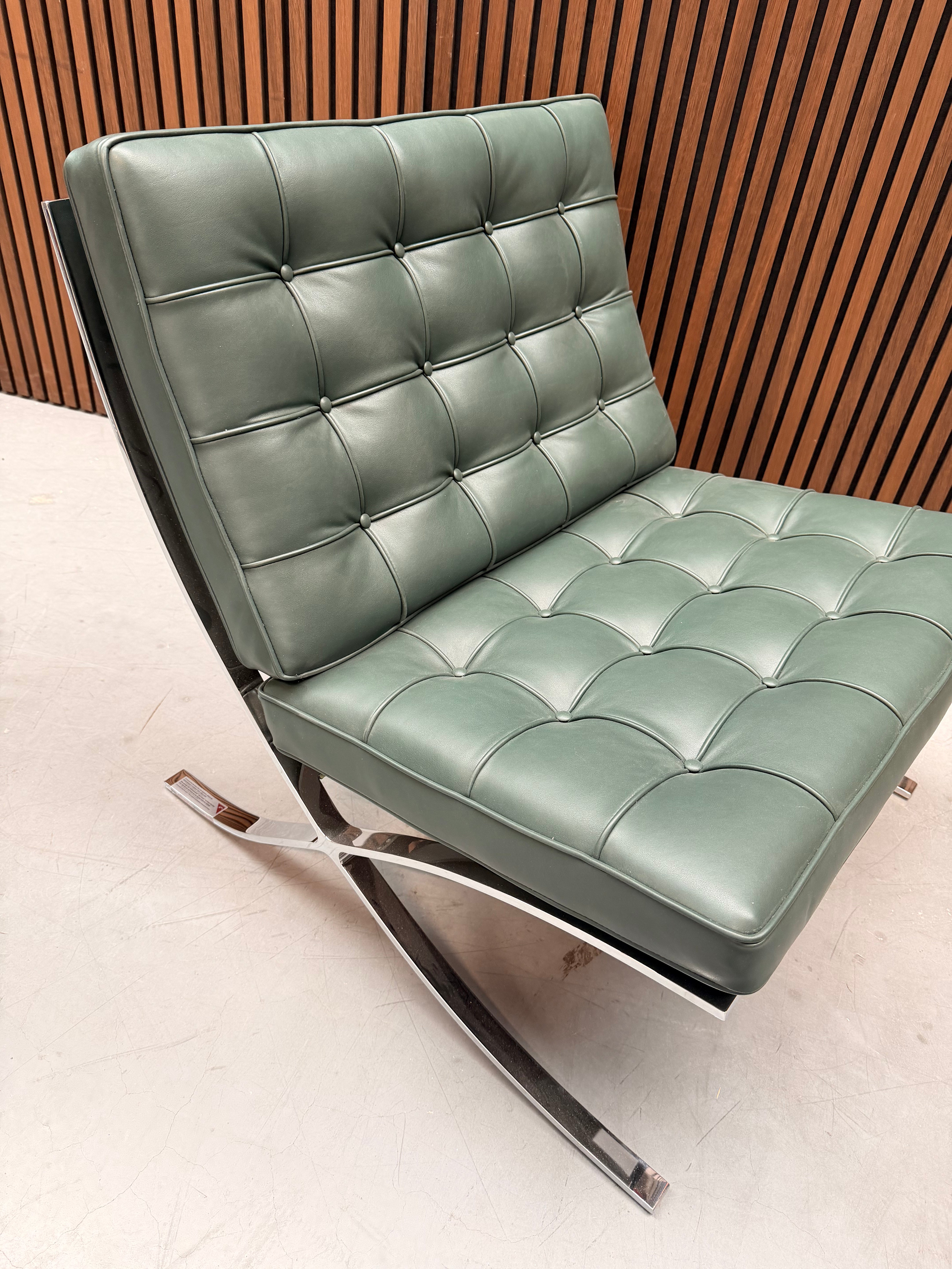 Knoll Barcelona Chair - Volo Leather Bauhaus Green
