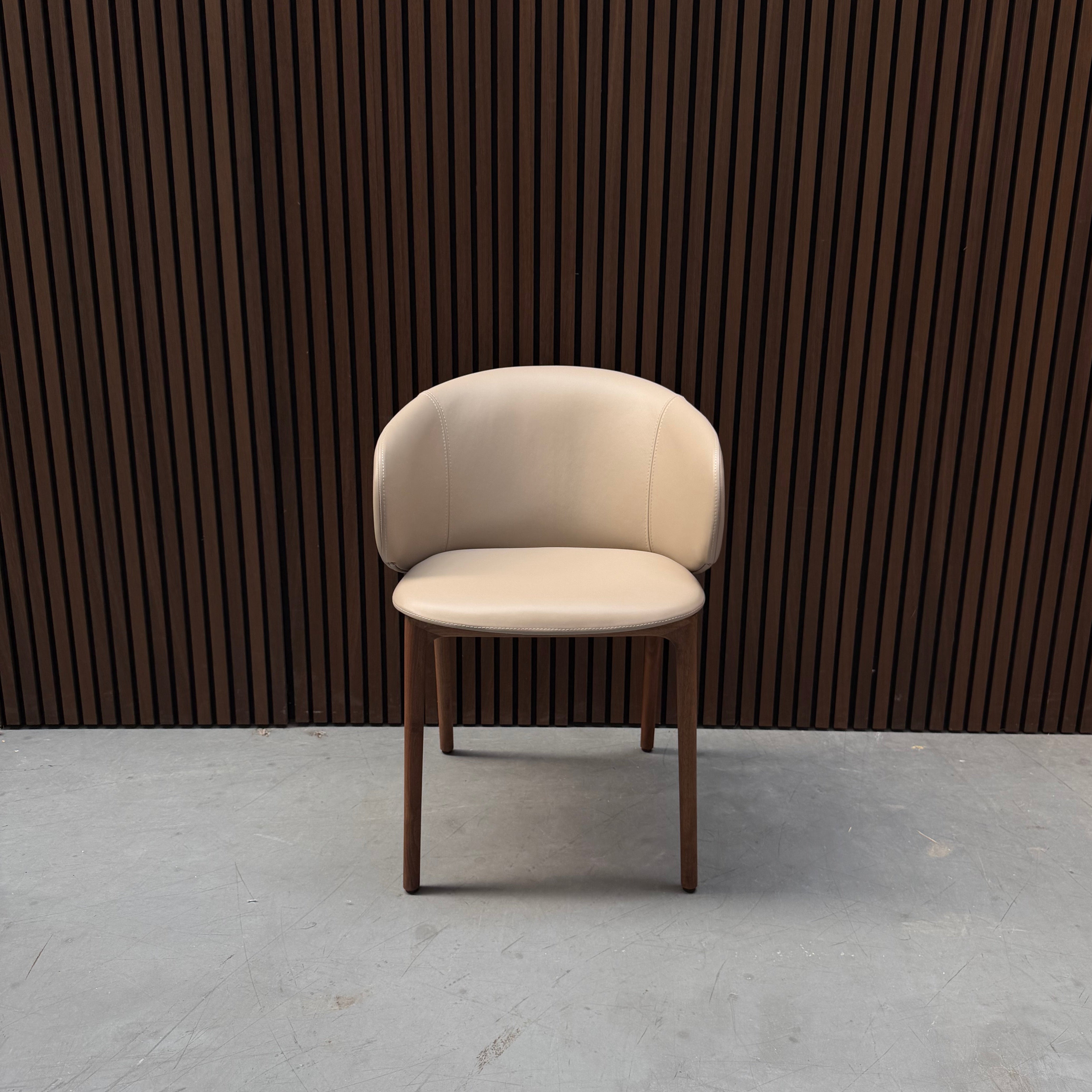 Artisan Mela Chair - Zenith Beige Leather European Walnut