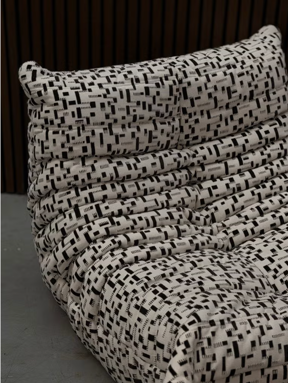Ligne Roset Togo Fireside Chair – Black/White Pierre Frey Fabric