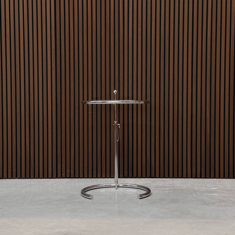 ClassiCon E 1027 Adjustable Side Table – Clear Glass & Steel