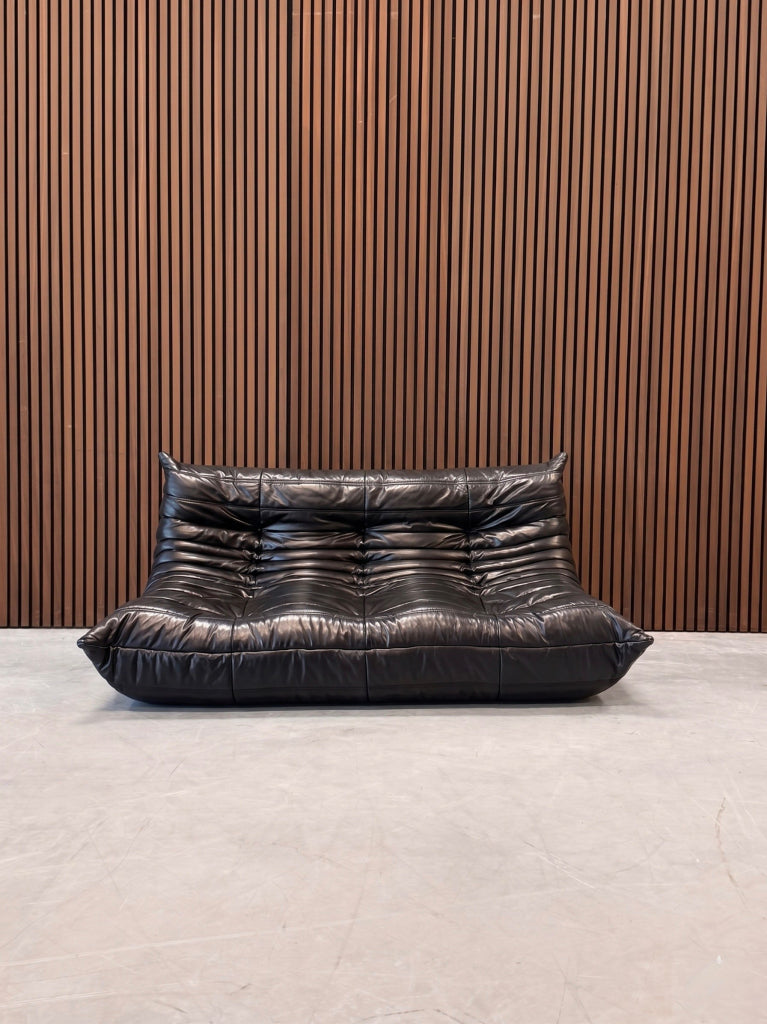Ligne Roset Togo Large Settee 3-zits | Zwart Leder