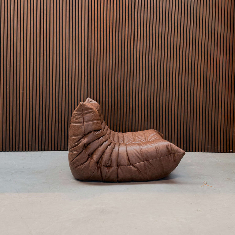 Ligne Roset Togo 1-Seater & Ottoman - Mocha Leather