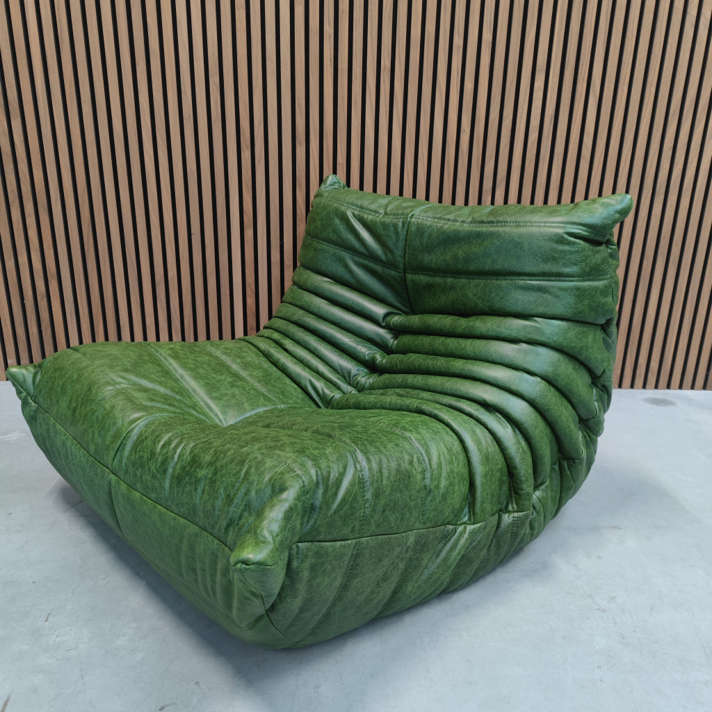 Ligne Roset Togo Fireside Chair 1-zits | Rustical Green Leer