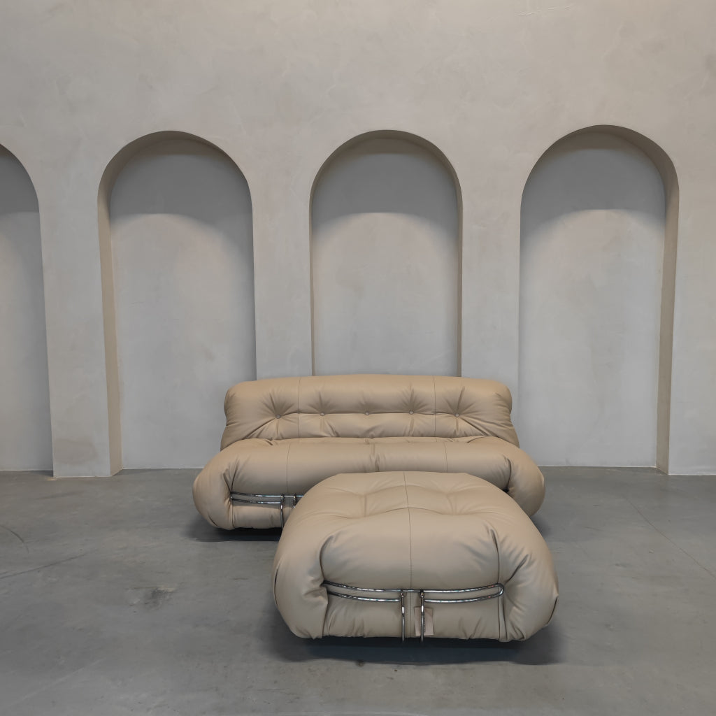 Cassina Soriana - Tweezits bank in Sand Leder