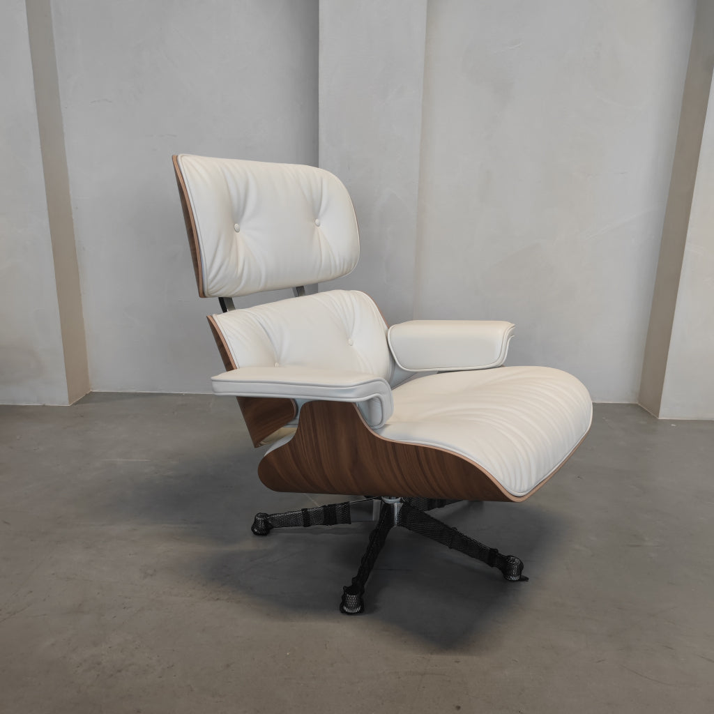 Vitra Eames Lounge chair - Notenhout wit - Snow leder