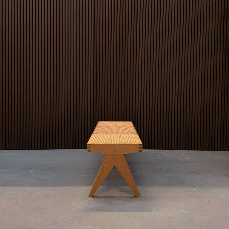 Cassina Civil Bench – Natural Oak & Rattan