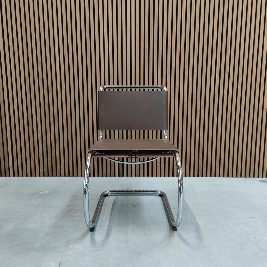 Thonet S 533 Eetkamerstoel Chroom met Mokka Leder