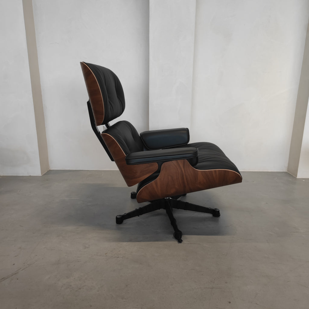 Vitra Eames Lounge chair - Notenhout zwart - Nero leder