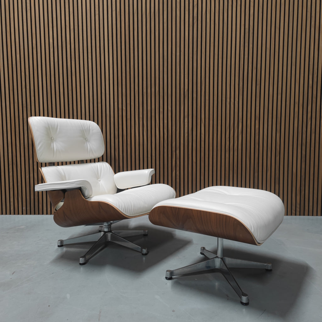 Vitra Eames lounge chair XL - Premium white leder / Walnut