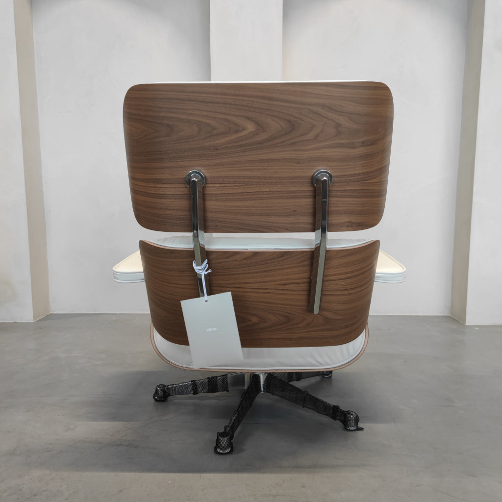 Vitra Eames Lounge chair - Notenhout wit - Snow leder