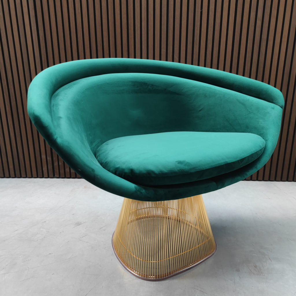 Knoll Warren Platner loungechair - groen velours