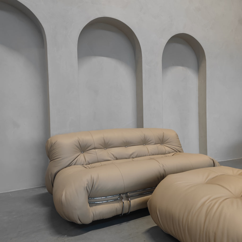 Cassina Soriana - Tweezits bank in Sand Leder