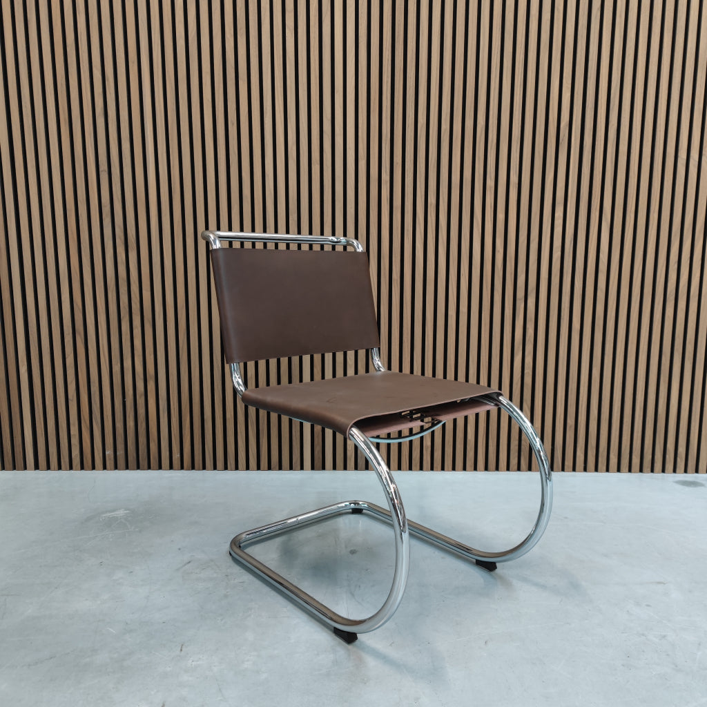 Thonet S 533 Eetkamerstoel Chroom met Mokka Leder