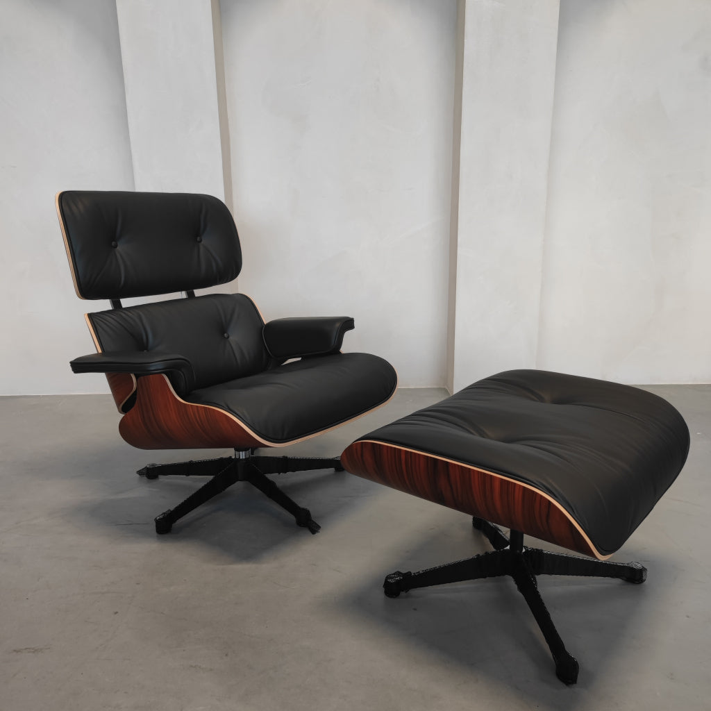 Vitra Eames Lounge Chair Palisander - Nero F leder