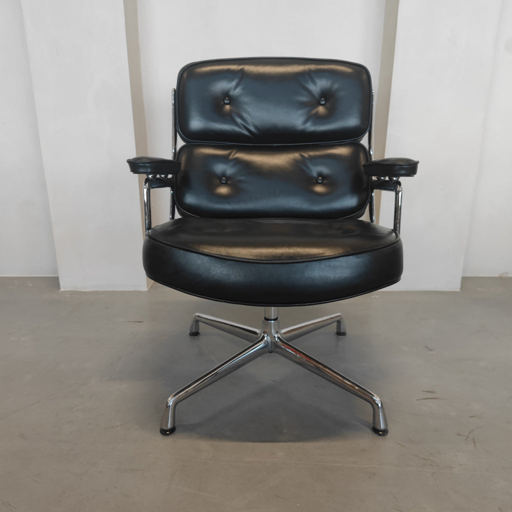 Vitra Eames Lobby chair - ES 108 - Zwart leder - Bureaustoel