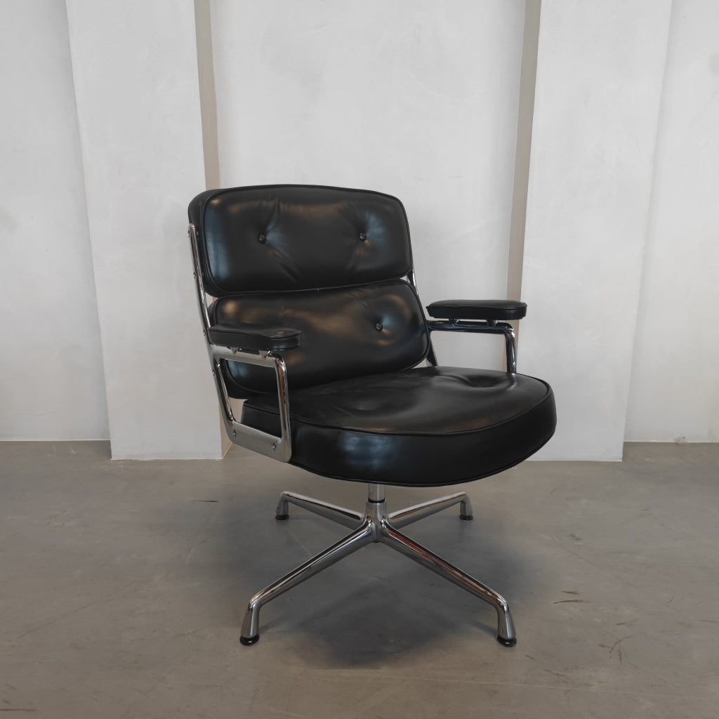Vitra Eames Lobby chair - ES 108 - Zwart leder - Bureaustoel