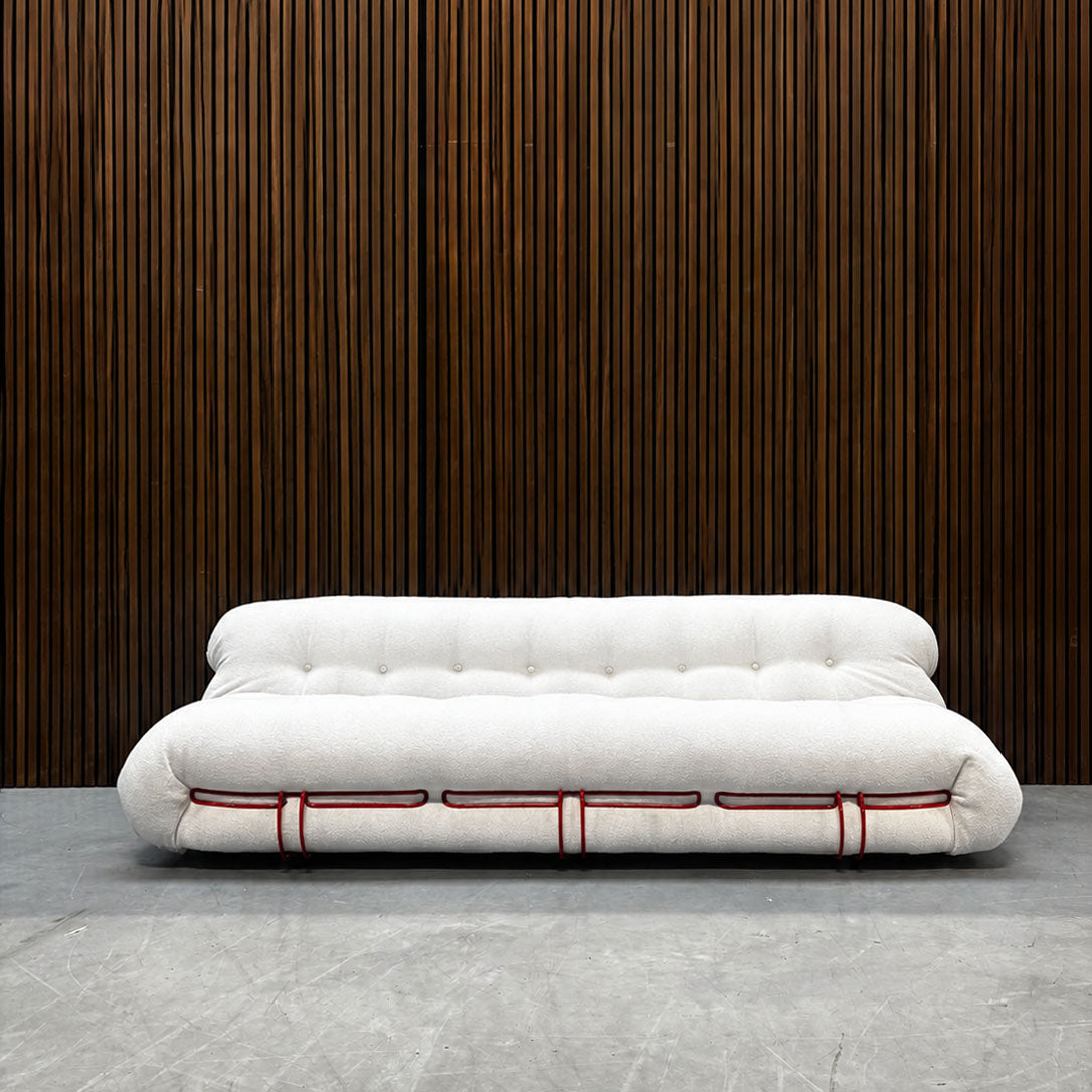 Cassina Soriana 3-Seater Sofa - White Bouclé