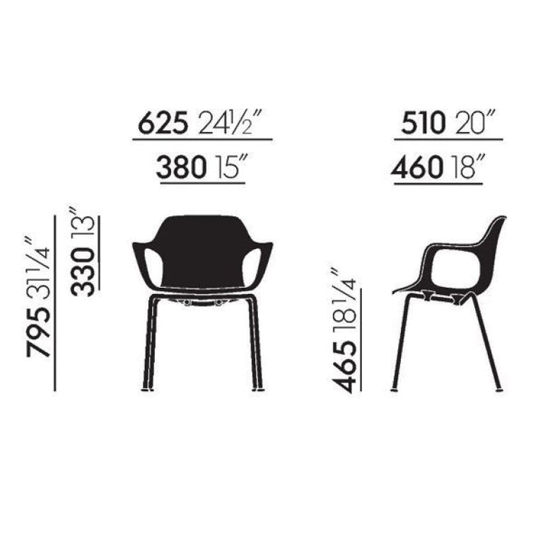 Vitra Hal Armchair Tube stoel met verchroomd onderstel zwart