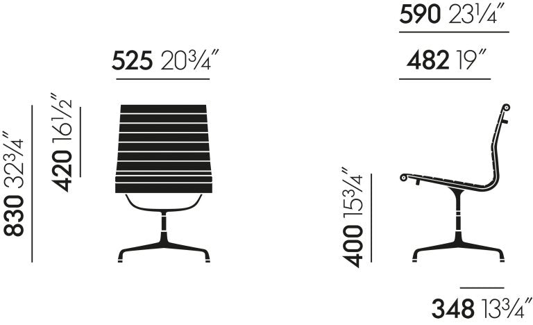 Vitra EA 107 chair Hopsak Nero, chromed base