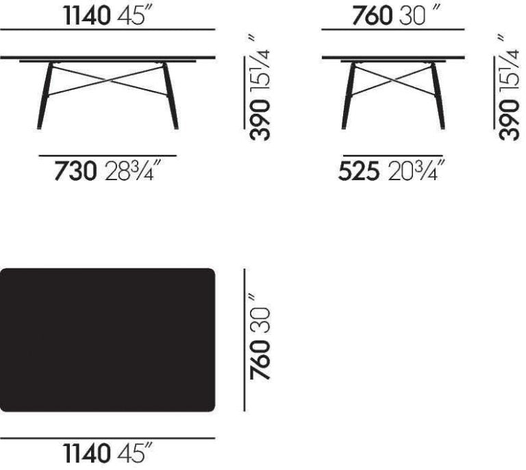 VitraEames Coffee Table 1140 ash black