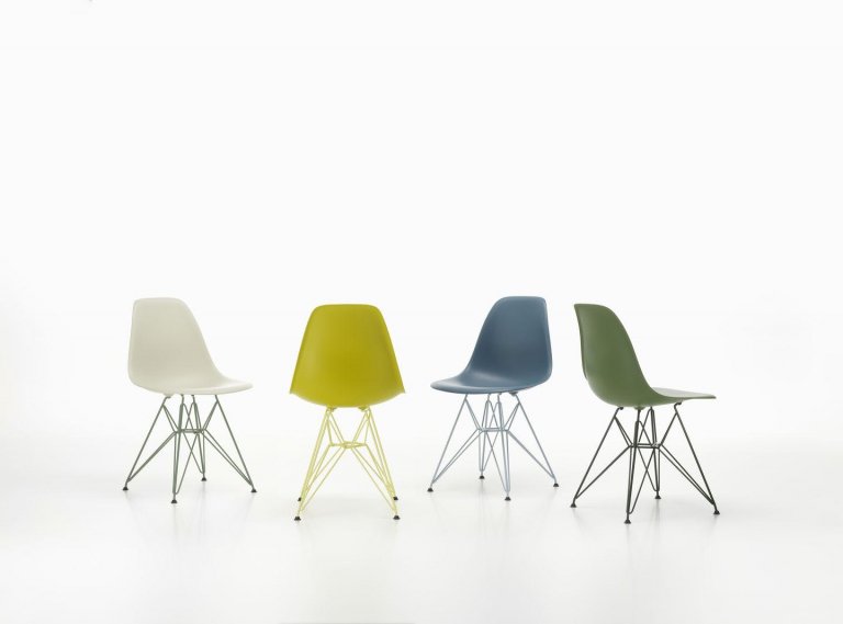 Vitra Eames DSR Colours stoel Pebble, onderstel