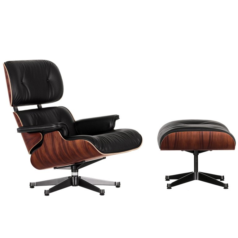 Vitra Eames Lounge chair met Ottoman fauteuil (klassieke afmetingen)