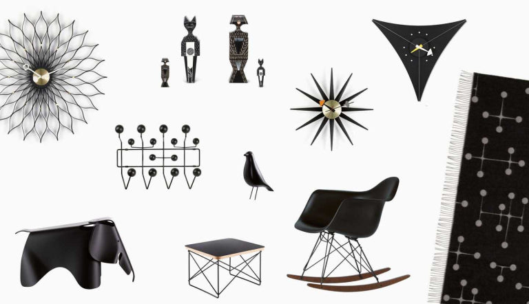 Vitra Eames RAR schommelstoel met donker onderstel wit