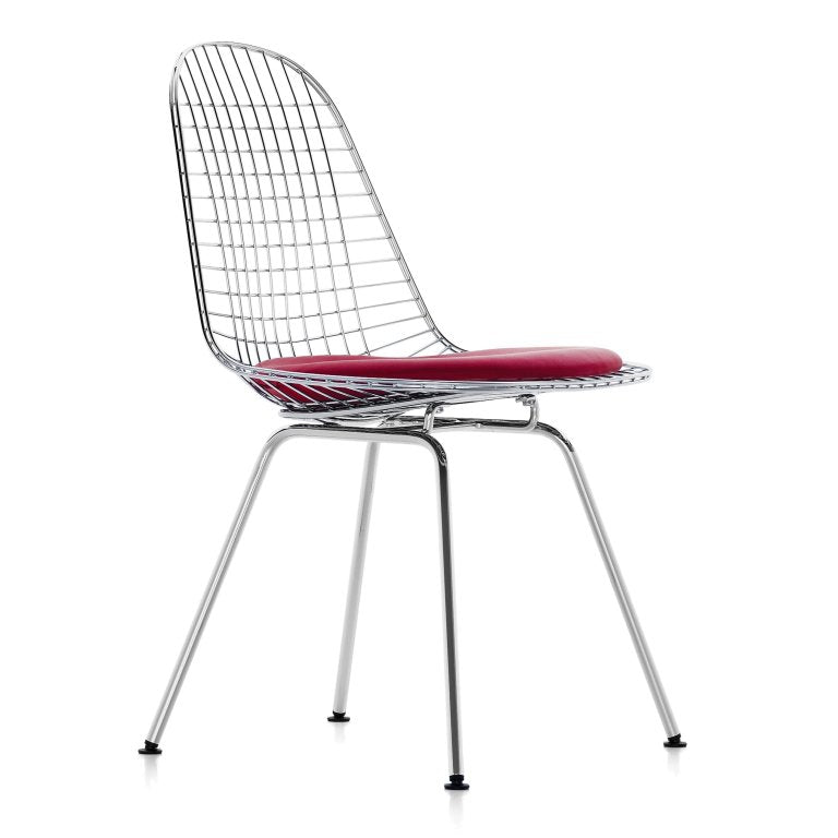 Vitra Eames Wire Chair DKX-5 stoel verchroomd onderstel rood moorbruin