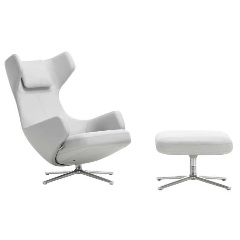 Vitra Grand Repos lounge chair with Ottoman, Leather Premium