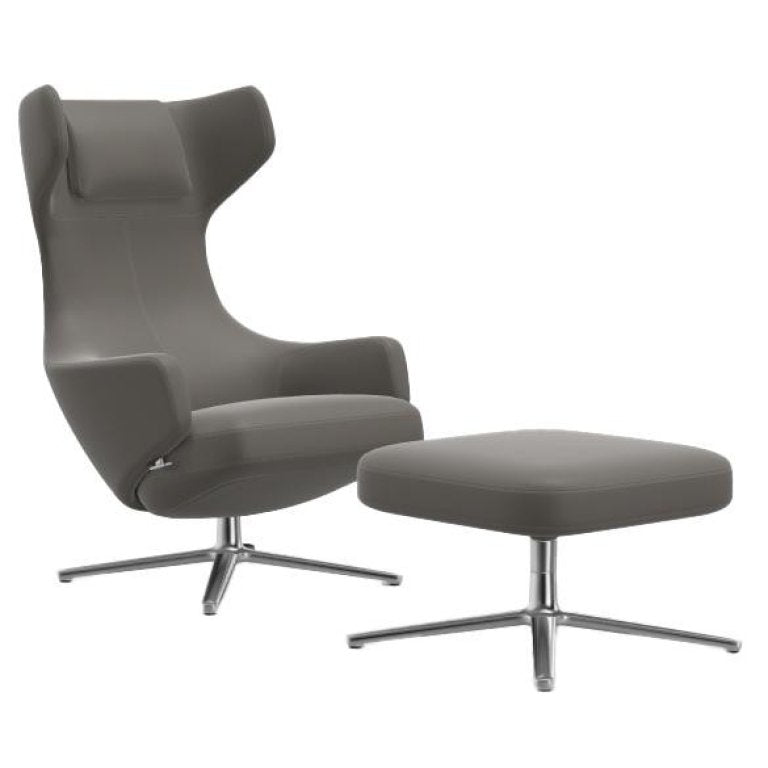 Vitra Grand Repos lounge chair with Ottoman, Leather Premium