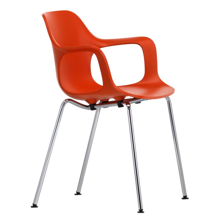 Vitra Hal Armchair Tube stoel met verchroomd onderstel zwart