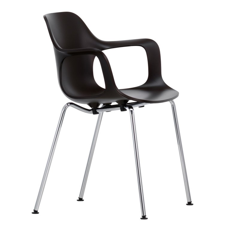 Vitra Hal Armchair Tube stoel met verchroomd onderstel zwart