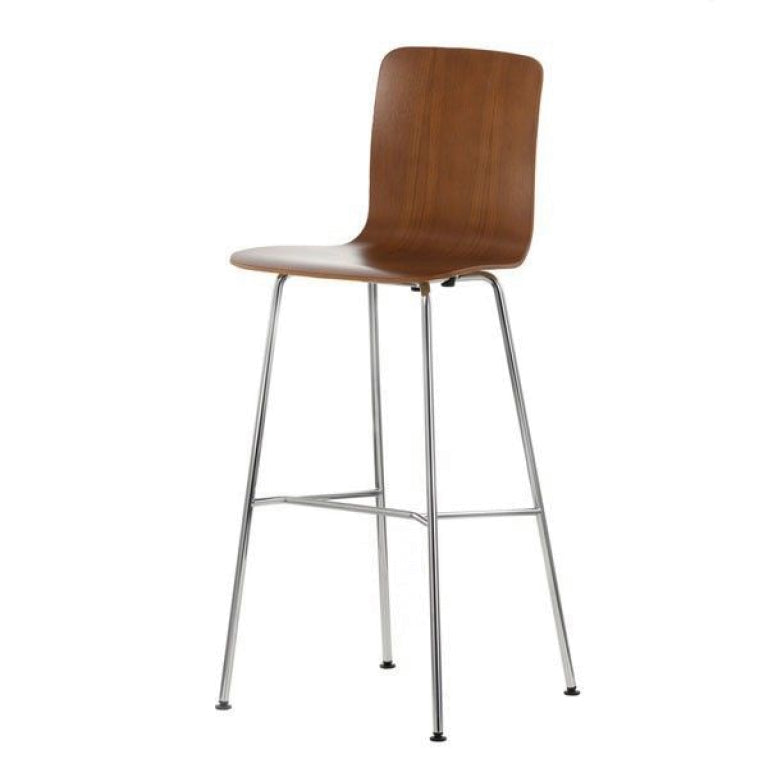 Vitra Hal Ply Stool High bar stool dark oak chrome base