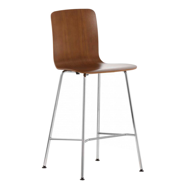 Vitra Hal Ply Stool Medium bar stool dark oak chrome base