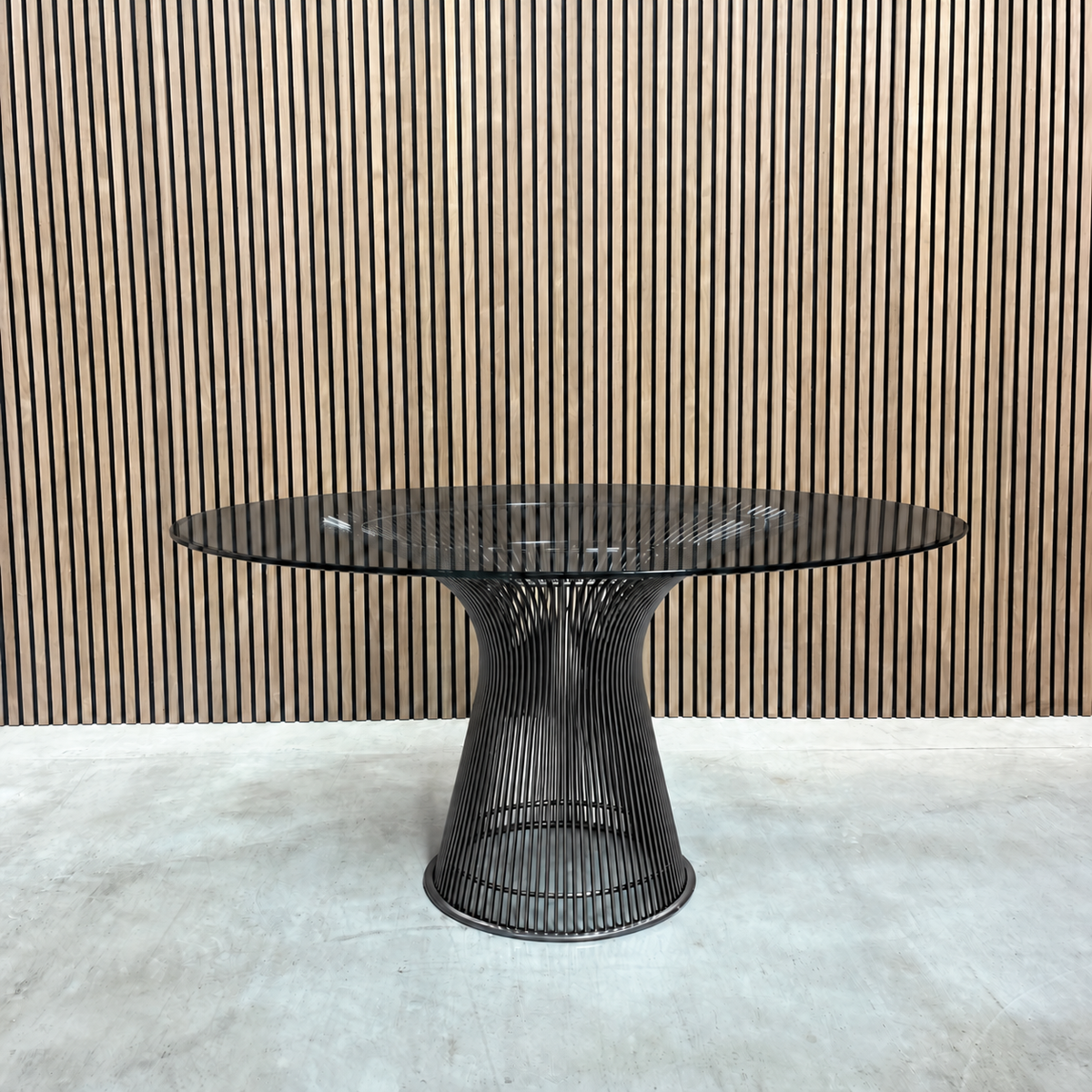 Knoll Platner Dining Table – Bronze Glass & Metallic Bronze