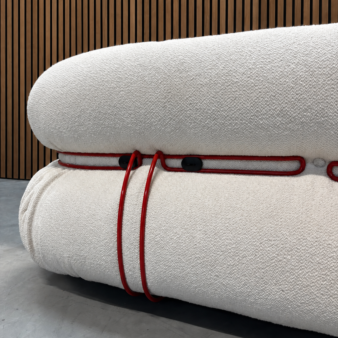 Cassina Soriana 3-Seater Sofa - White Bouclé
