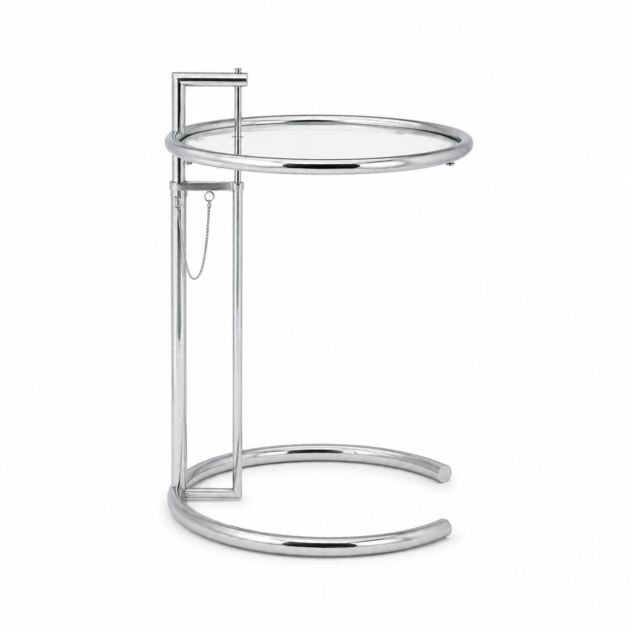 ClassiCon E 1027 Adjustable Side Table – Clear Glass & Steel