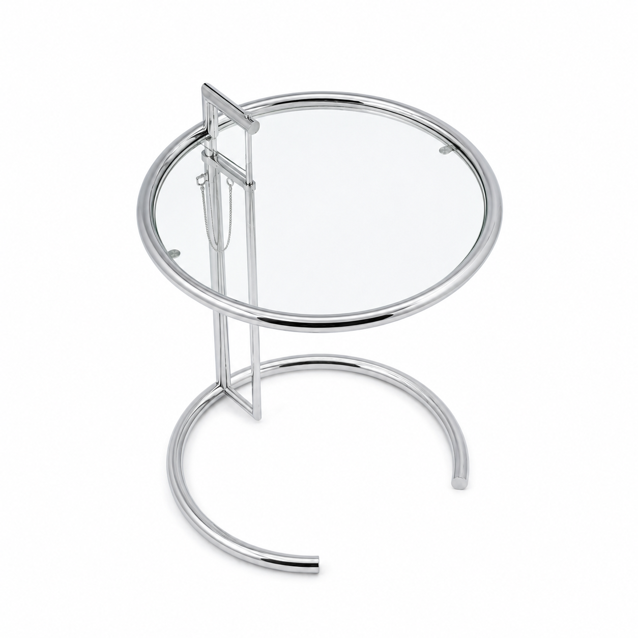 ClassiCon E 1027 Adjustable Side Table – Clear Glass & Steel