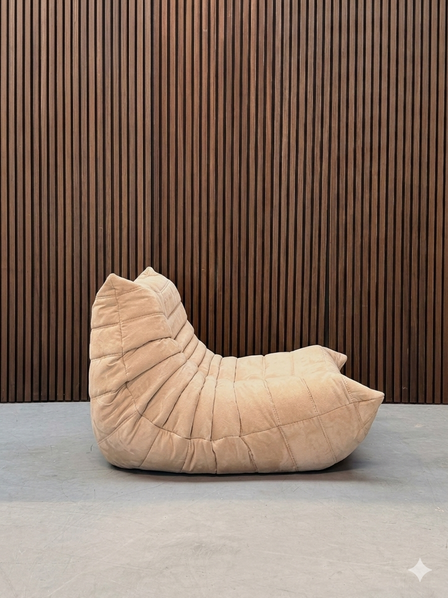 Togo Lounge Chair - One-seater Beige Alcantara