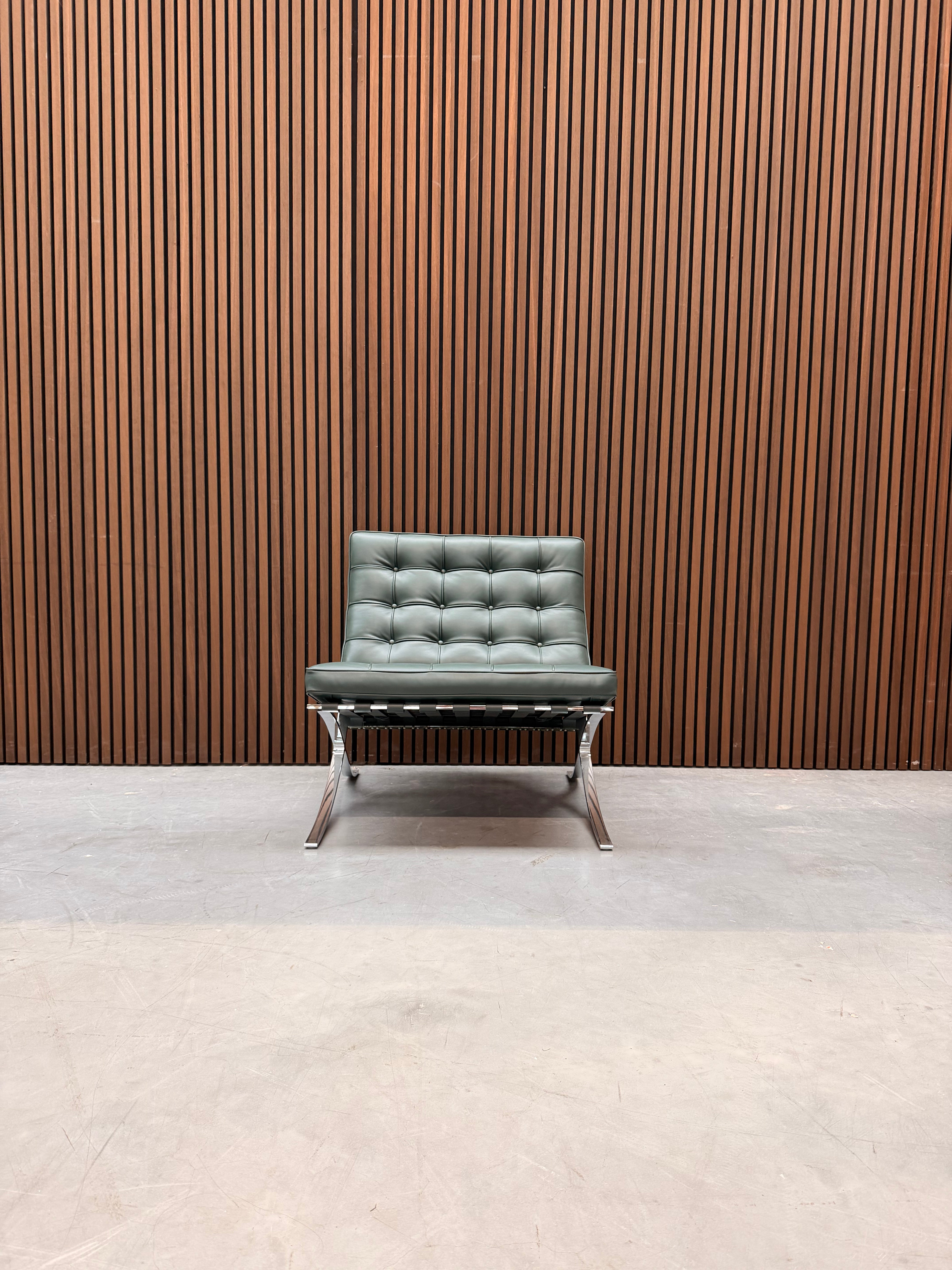 Knoll Barcelona Chair - Volo Leather Bauhaus Green