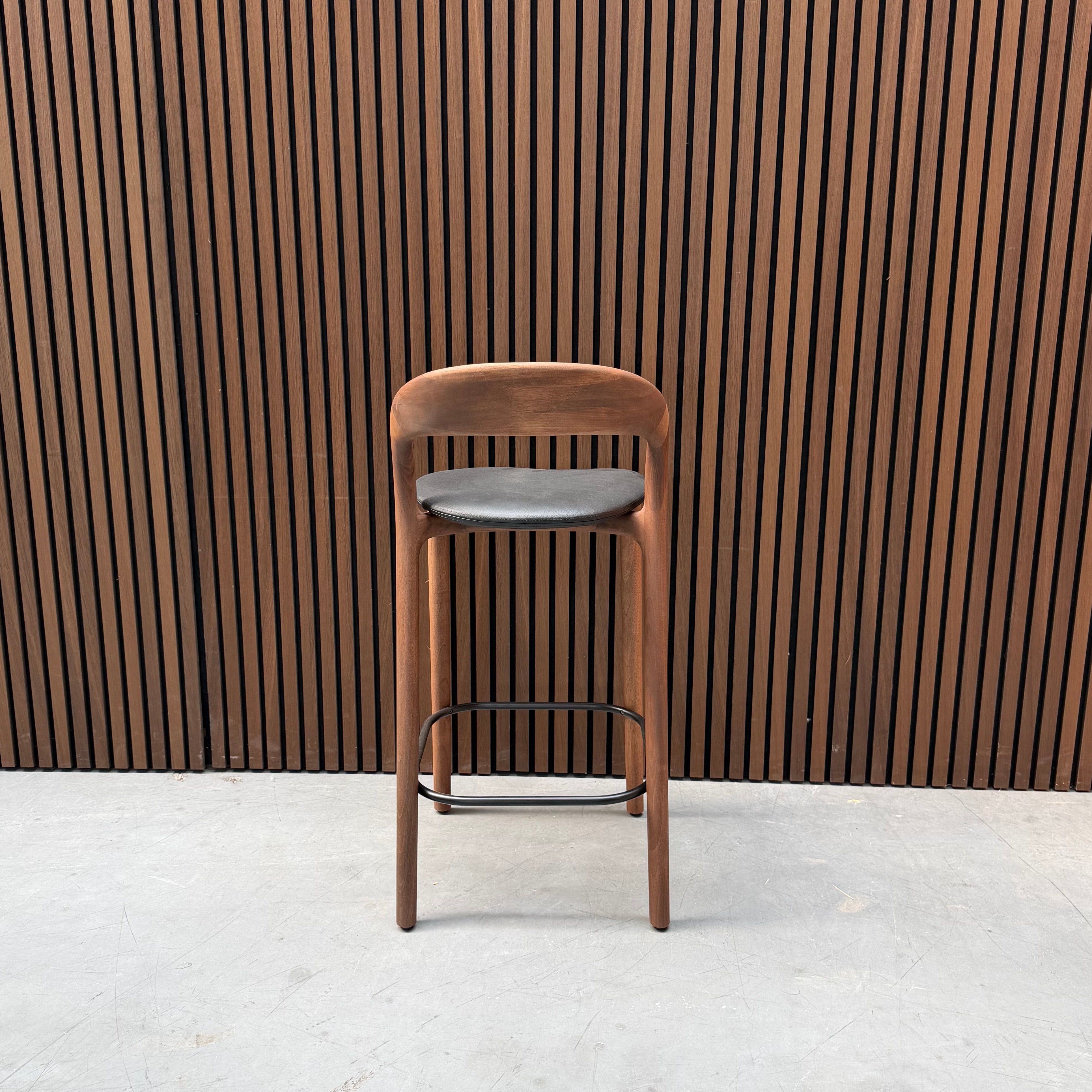 Artisan Neva Light 65 Bar Stool - Zenith Black Leather European Walnut
