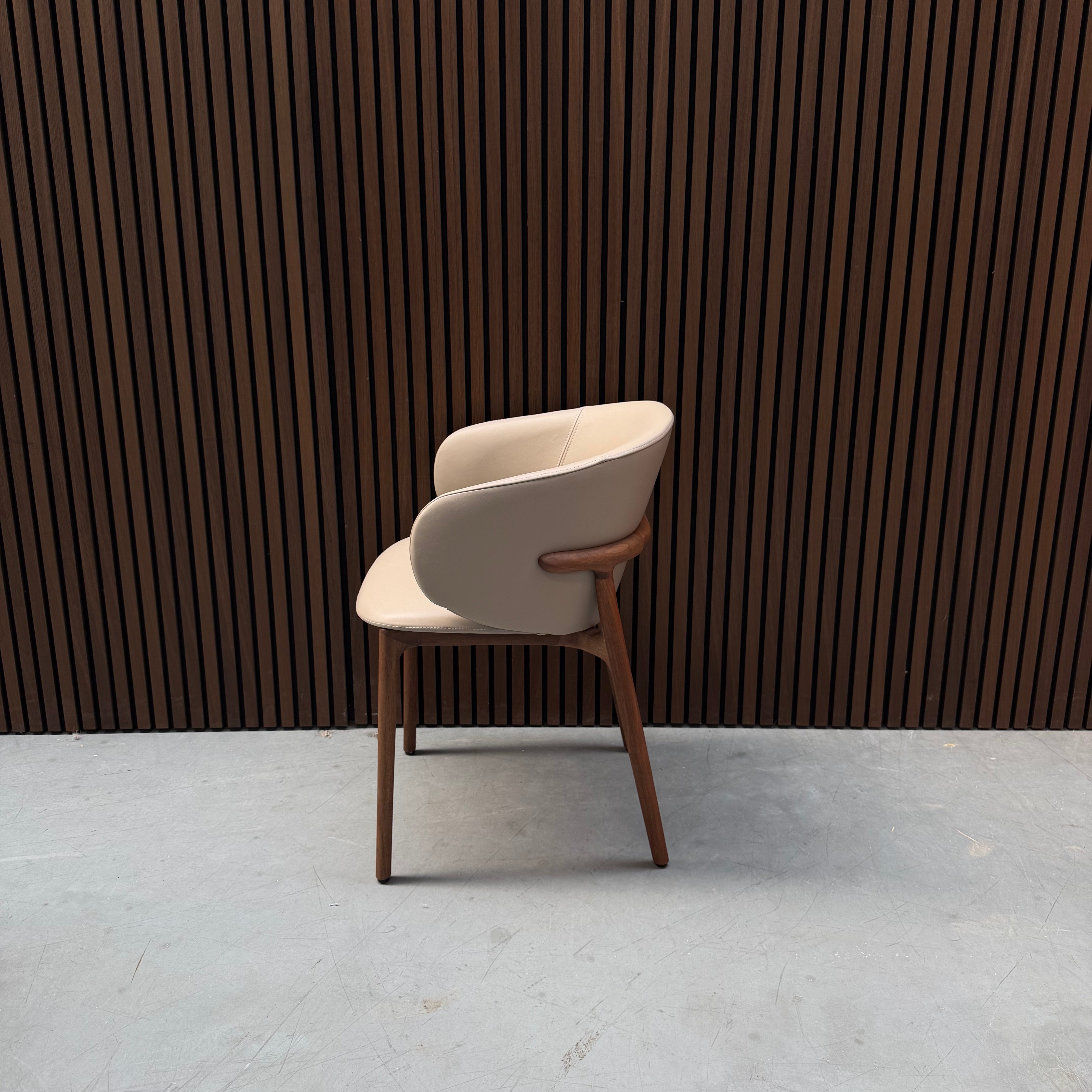 Artisan Mela Chair - Zenith Beige Leather European Walnut