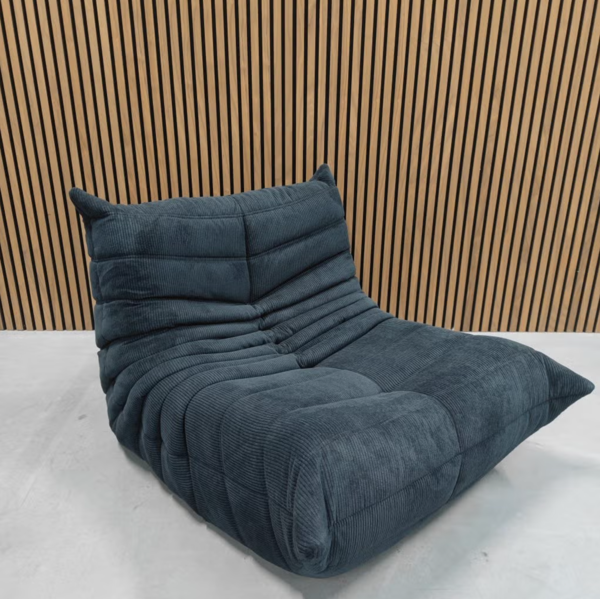 Ligne Roset Togo 1-Seater Sofa – Dark Blue Corduroy