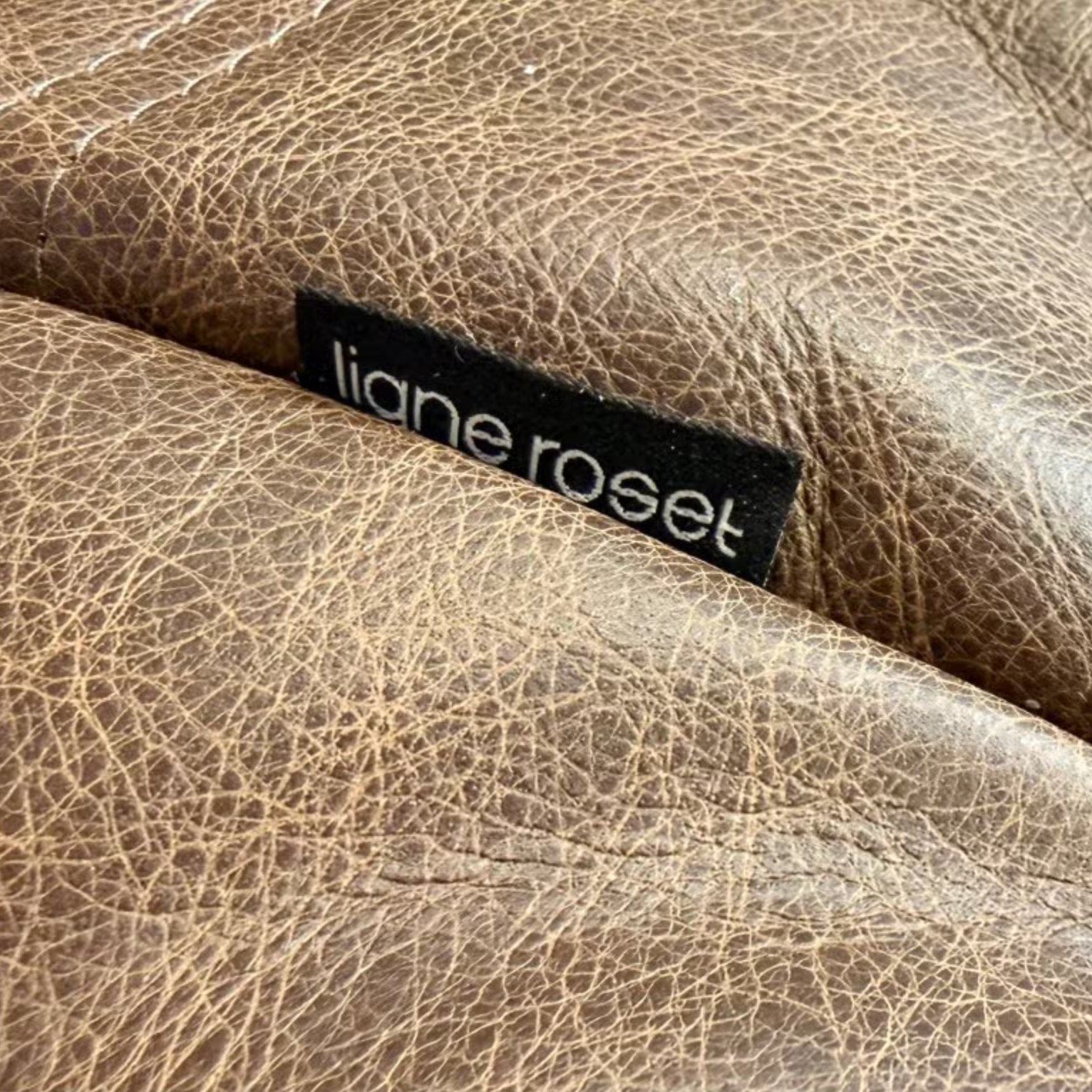 Ligne Roset Togo 1-Seater & Ottoman – Full Aniline Mocha Leather