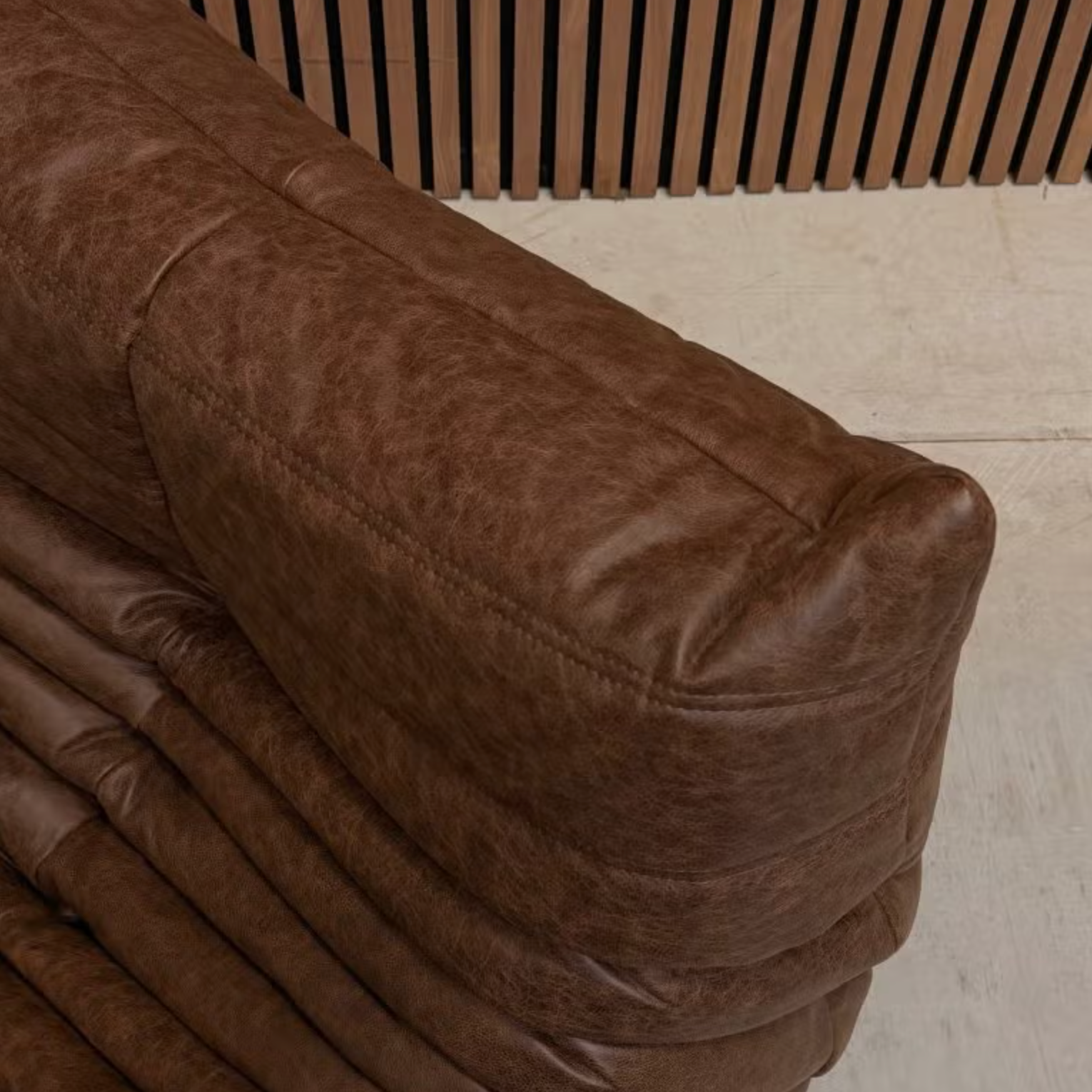 Ligne Roset Togo 1-Seater & Ottoman – Full Aniline Mocha Leather