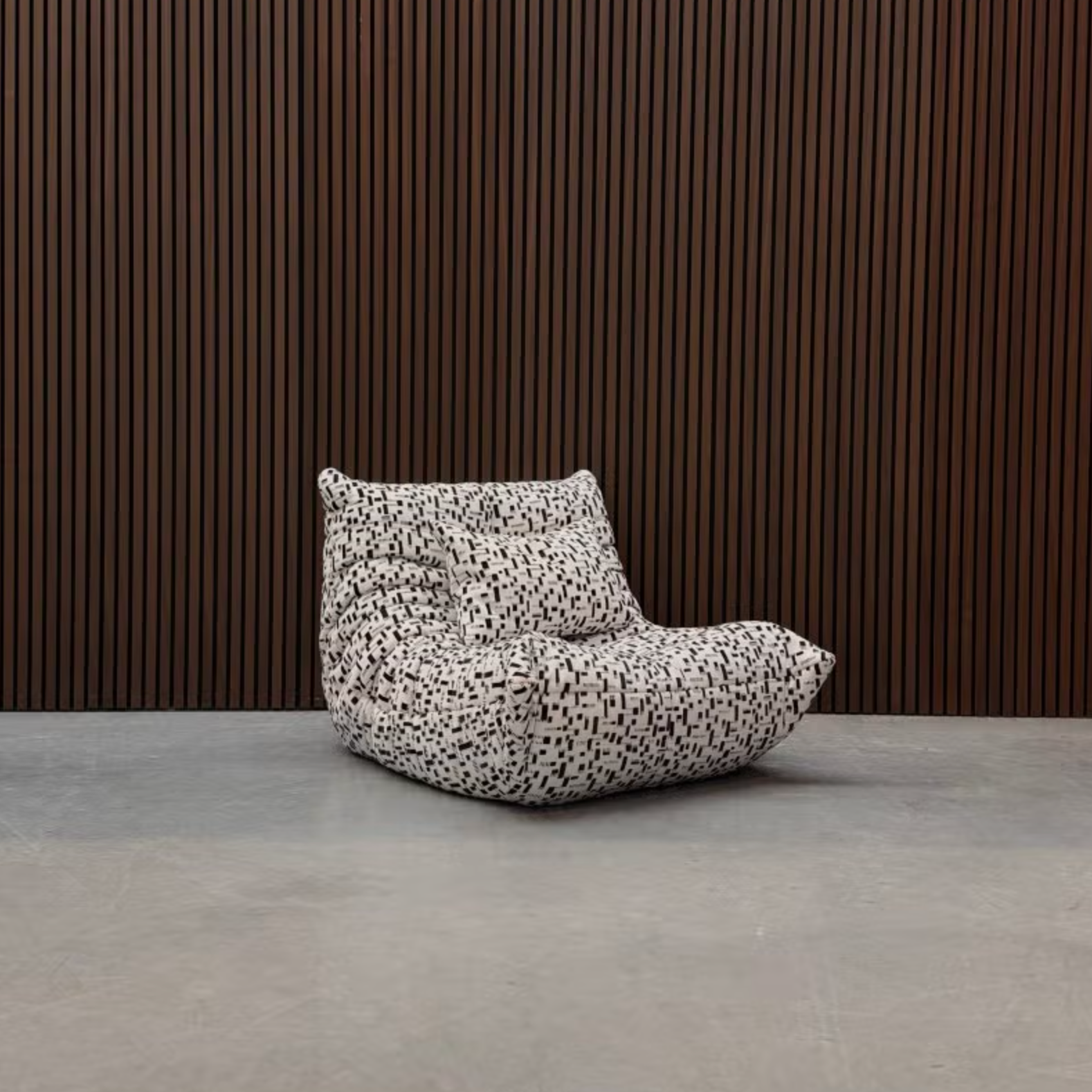 Ligne Roset Togo Fireside Chair – Black/White Pierre Frey Fabric