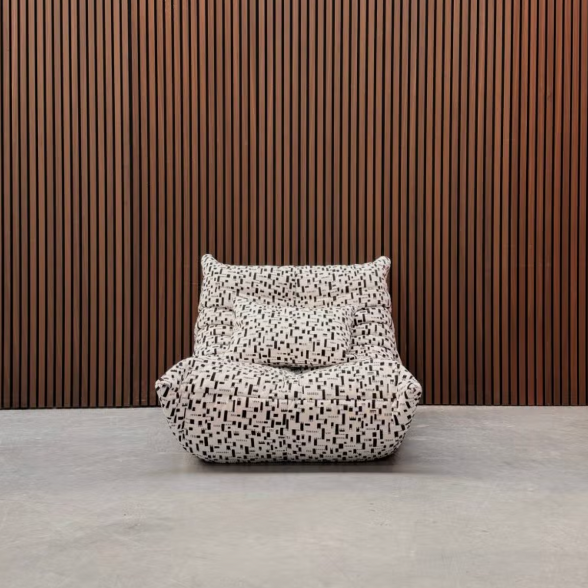 Ligne Roset Togo Fireside Chair – Black/White Pierre Frey Fabric